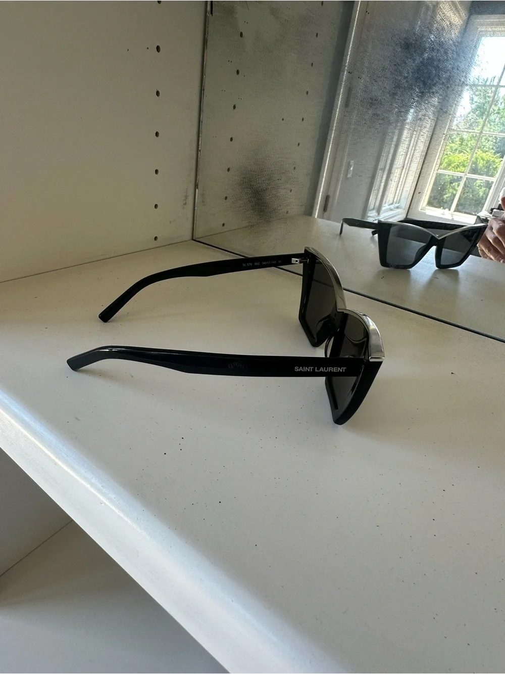 Yves Saint Laurent Black Cat-Eye Sunglasses with Silver Accent - Picture 4 of 9